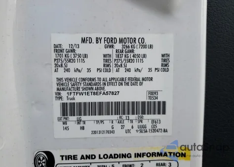 2014 Ford F150 Supercrew from USA, damaged, VIN 1FTFW1ET8EFA57827